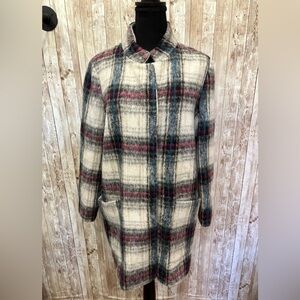 Kenneth Cole New York Plaid Pea Coat WMNS M